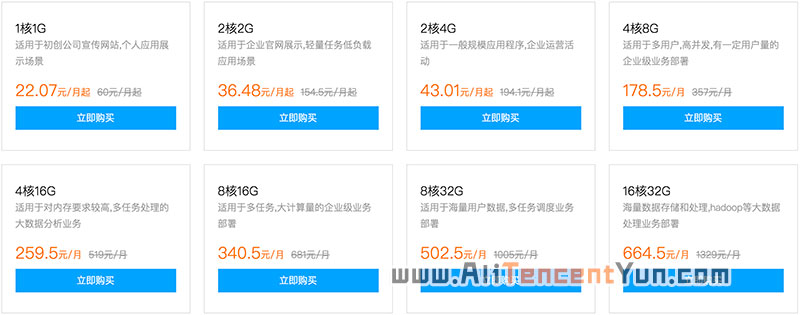 腾讯云服务器优惠5折22.07元/月起