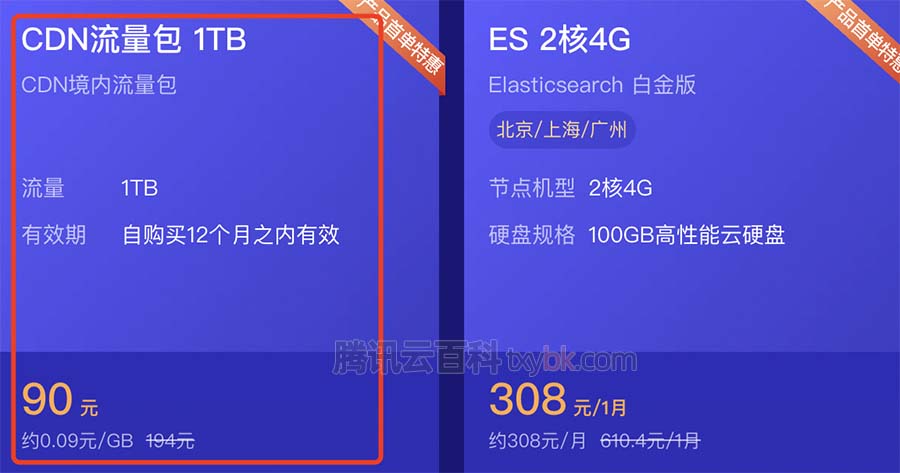腾讯云CDN流量包优惠价格